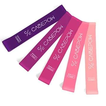 Cabepow Resistance Loop Exercise Bands, Exercise Fitness Resistance Band for Home Fitness,Crossfit,Stretching, Strength Training, Physical Therapy,Natural Latex Workout Bands, Pink Set of 5.