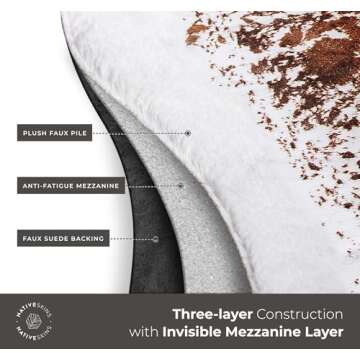 NativeSkins Faux Cowhide Rug – Original Brown (Large) | 4.6ft x 6.6ft | Cow Print | Western Bedroom Decor | Hand-Cut, Faux Suede No-Slip Backing | Western Rug | Animal Print Rug | Cow Hide