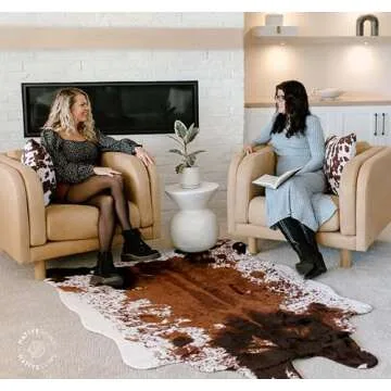 NativeSkins Faux Cowhide Rug – Original Brown (Large) | 4.6ft x 6.6ft | Cow Print | Western Bedroom Decor | Hand-Cut, Faux Suede No-Slip Backing | Western Rug | Animal Print Rug | Cow Hide