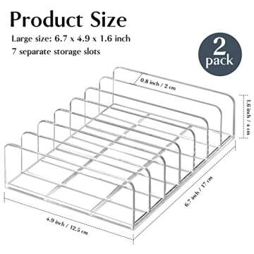 TUZAZO 2 Pack Acrylic Eyeshadow Palette Makeup Organizer - 7-Section Makeup Palette Organizer - Cosm...