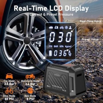 Carmot 180 PSI Portable Tire Inflator with LED Light