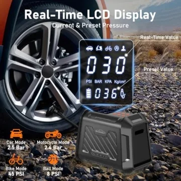 Carmot 180 PSI Portable Tire Inflator with LED Light