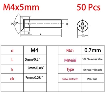Durable 50 Pcs Phillips Head Machine Screws for All Projects
