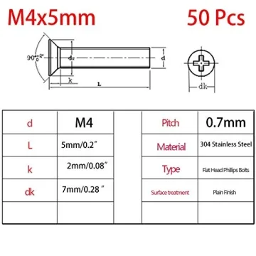 Durable 50 Pcs Phillips Head Machine Screws for All Projects