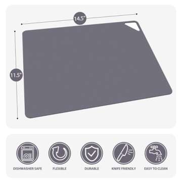 WK Flexible Plastic Cutting Boards - Non-Slip & Easy to Clean