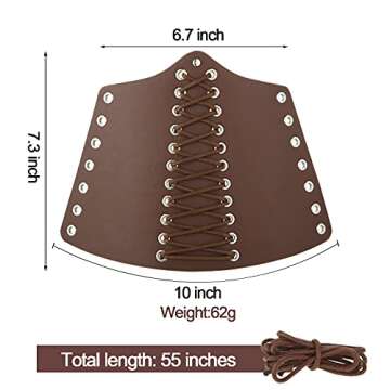 SATINIOR Women Corset Belt Elastic with Faux Leather Gauntlet Wristband Halloween Costume (Brown),Medium