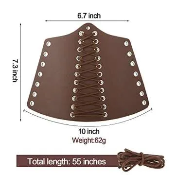 SATINIOR Women Corset Belt Elastic with Faux Leather Gauntlet Wristband Halloween Costume (Brown),Medium