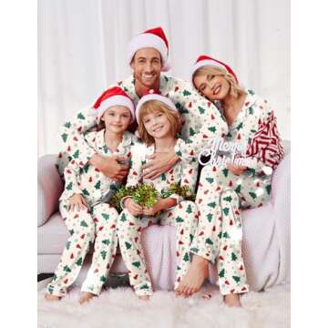Ekouaer Christmas Family Matching Pajamas Long Sleeve Button Down Pj Set Festival Party Sleepwear White/Plaid Tree M Men