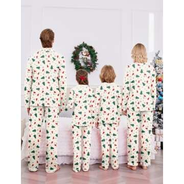Ekouaer Christmas Family Matching Pajamas Long Sleeve Button Down Pj Set Festival Party Sleepwear White/Plaid Tree M Men