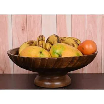 EDHAS Mango Wood Decorative Wooden Bowl Hand Carved Home Decor for Dining Table Center, Living Room,...