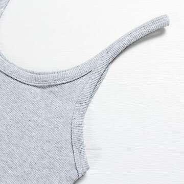 Artfish Women's Sleeveless Full Tank Top Form Fitting Scoop Neck Ribbed Knit Basic Tight Fitted Cami Heather Grey M