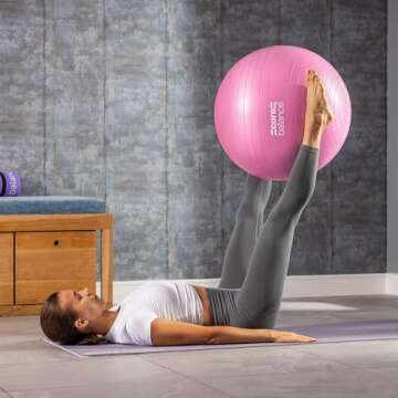 Core Balance Exercise Ball for Workouts, Anti-Burst and Slip Resistant, Swiss Yoga Ball for Pregnanc...