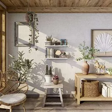 Shario White Floating Shelves - Set of 2, Wall Mounted Hanging Shelves with Black Towel Rack, Decorative Storage Shelves for Bathroom, Kitchen, Living Room & Bedroom (Modern White)