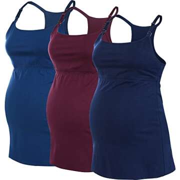 SUIEK Women's Nursing Tank Top Cami Maternity Bra Breastfeeding Shirts (Medium, Atrovirens+Burgundy+...