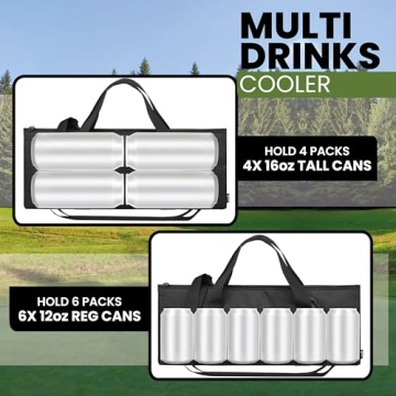 Insulated Golf Cooler Bag - Holds Cans & Wine Bottles