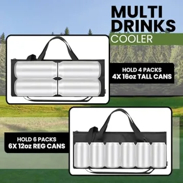 Insulated Golf Cooler Bag - Holds Cans & Wine Bottles