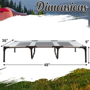 Outrav Pet Cot with Canopy Shade Tent & Carry Along Travel Bag – Portable Foldable Indoor Outdoor Cooling Elevated Dog Bed with Removable Pop Up Sunshade Dome Gazebo Awning, Large or XL – Gray