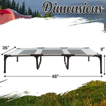 Outrav Pet Cot with Canopy Shade Tent & Carry Along Travel Bag – Portable Foldable Indoor Outdoor Cooling Elevated Dog Bed with Removable Pop Up Sunshade Dome Gazebo Awning, Large or XL – Gray