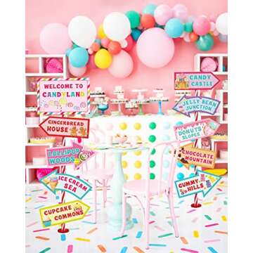 Huray Rayho 20 PCS Candyland Party Decorations - Candy Land Party Signs - Welcome Candyland Birthday...
