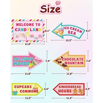 Huray Rayho 20 PCS Candyland Party Decorations - Candy Land Party Signs - Welcome Candyland Birthday Party Photo Prop - Sweet Candy Theme Party Supplies