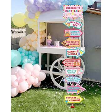 Huray Rayho 20 PCS Candyland Party Decorations - Candy Land Party Signs - Welcome Candyland Birthday Party Photo Prop - Sweet Candy Theme Party Supplies