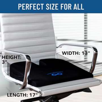 Everlasting Comfort Memory Foam Car Seat Cushion - Tailbone Pain Relief, Driving Seat Cushion for Short People - Office, Wheelchair, Gaming Chair, Travel - Non-Slip, Washable Cover