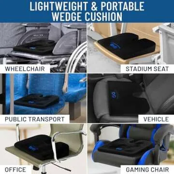 Everlasting Comfort Memory Foam Car Seat Cushion - Tailbone Pain Relief, Driving Seat Cushion for Short People - Office, Wheelchair, Gaming Chair, Travel - Non-Slip, Washable Cover