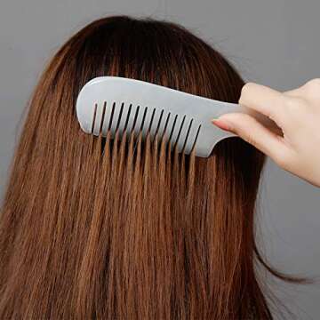 LEOSENSE Long Gua Sha Comb, Natural Jade Stone GuaSha Scraping Massage Therapy Tool, Scalp Comb for ...