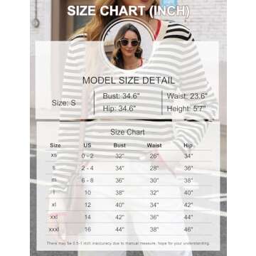 Blooming Jelly Women Striped V Neck Sweater Long Sleeve Pullover Shirts Casual Fall 2024 Tops (L, Blue White)