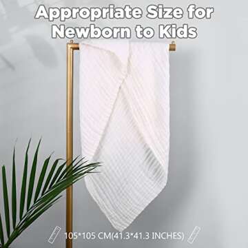 MUKIN Baby Bath Towels, Super Soft Cotton Receiving Blanket for Baby's Delicate Skin,2Pack Swaddle B...