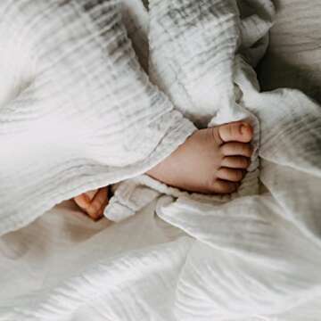 MUKIN Baby Bath Towels, Super Soft Cotton Receiving Blanket for Baby's Delicate Skin,2Pack Swaddle Blanket for Newborns Toddlers Boy Girl,Baby Registry as Shower (White+White)