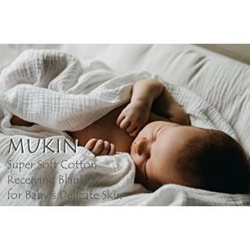 MUKIN Baby Bath Towels, Super Soft Cotton Receiving Blanket for Baby's Delicate Skin,2Pack Swaddle Blanket for Newborns Toddlers Boy Girl,Baby Registry as Shower (White+White)