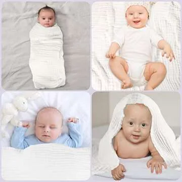 MUKIN Baby Bath Towels, Super Soft Cotton Receiving Blanket for Baby's Delicate Skin,2Pack Swaddle Blanket for Newborns Toddlers Boy Girl,Baby Registry as Shower (White+White)