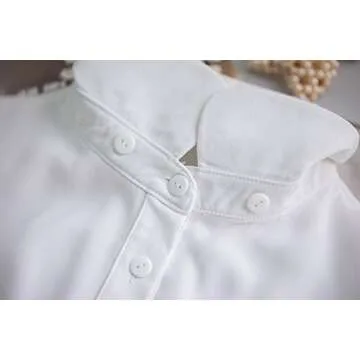 Shinywear Korean Women White Detachable Bow False Shirt Doll Collar Blouse Dickey