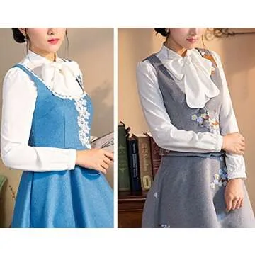Shinywear Korean Women White Detachable Bow False Shirt Doll Collar Blouse Dickey