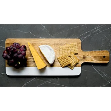 Montecito Acacia Wood Faux Marble Cheese Board Charcuterie Platter