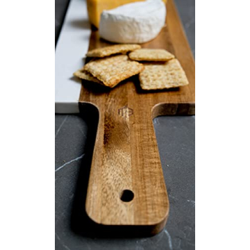 Montecito Acacia Wood Faux Marble Cheese Board Charcuterie Platter