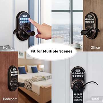 Hugolog Keyless Entry Door Lock - Auto-Locking, Anti-Peep Code, Vacation Mode, 20 User Codes, Suitable for Front, Back and Side Doors