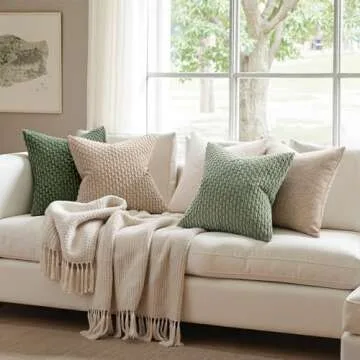 MIULEE 2-Pack Sage Green Throw Pillow Covers 18x18