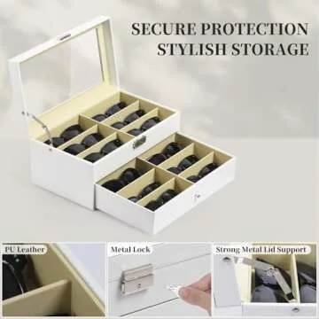 AUTOARK 12 Piece Leather Eyeglasses Sunglasses Organizer