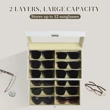 AUTOARK 12 Piece Leather Eyeglasses Sunglasses Organizer