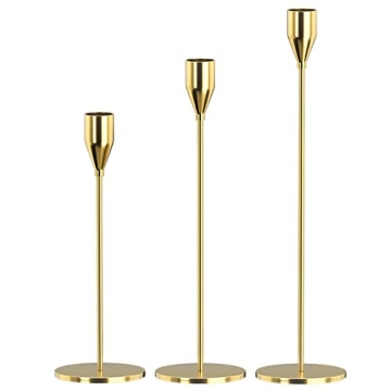 Elegant SUJUN Candle Holders Set of 3 for Taper Candles, Perfect for Home & Events