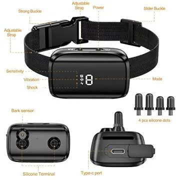 Bestdoggo Bark Collar for Dogs Anti Barking Collar Rechargeable Collar Auto Bark-Stop Controller Beep Sound Vibration and Shock Modes with Water Resistance and Adjustable Sensitivity and Length
