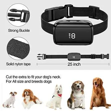 Bestdoggo Bark Collar for Dogs Anti Barking Collar Rechargeable Collar Auto Bark-Stop Controller Beep Sound Vibration and Shock Modes with Water Resistance and Adjustable Sensitivity and Length
