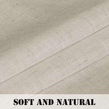 Elegant Natural Linen Blended Energy Efficient Light Filtering Curtains / Rod Pocket Window Treatments Panels / Drapes for Livingroom (Set of 2, Angora, 52 inch W X 96 inch L)