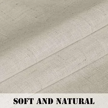 Elegant Natural Linen Blended Energy Efficient Light Filtering Curtains / Rod Pocket Window Treatments Panels / Drapes for Livingroom (Set of 2, Angora, 52 inch W X 96 inch L)