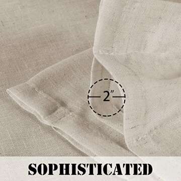 Elegant Natural Linen Blended Energy Efficient Light Filtering Curtains / Rod Pocket Window Treatments Panels / Drapes for Livingroom (Set of 2, Angora, 52 inch W X 96 inch L)