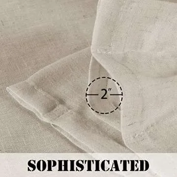 Elegant Natural Linen Blended Energy Efficient Light Filtering Curtains / Rod Pocket Window Treatments Panels / Drapes for Livingroom (Set of 2, Angora, 52 inch W X 96 inch L)