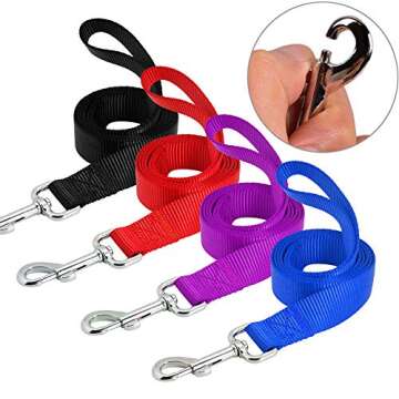 Durable Red Nylon Dog Leash - 6 Feet Strong & Lightweight