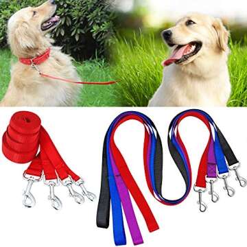 Durable Red Nylon Dog Leash - 6 Feet Strong & Lightweight